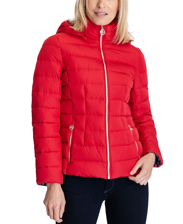 Michael Kors Women's Hooded Stretch Packable Down Puffer Coat, Created for  Macy's - Macy's
