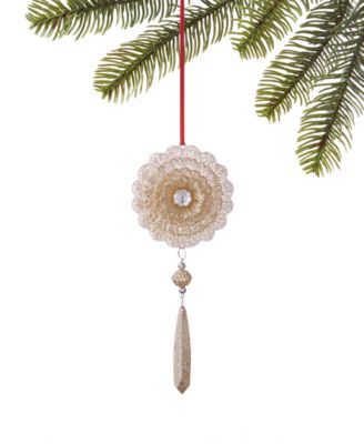 Holiday Lane - Burgundy Blush Gold Flower Ornament