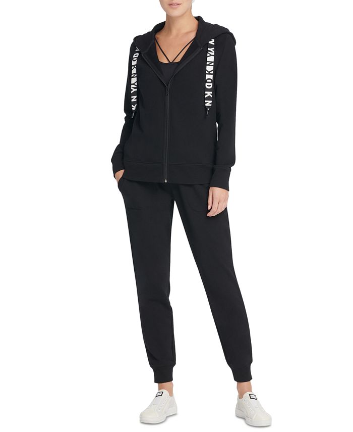 DKNY Logo Fleece Zip Hoodie & Reviews - Tops - Women - Macy's