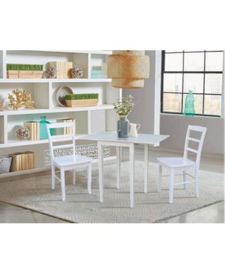 Small Dual Drop Leaf Dining Table with 2 Madrid Ladderback Chairs, 3 Piece Dining Set