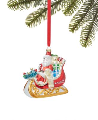 Holiday Lane - Macy's Santa on Sled Glass Ornament
