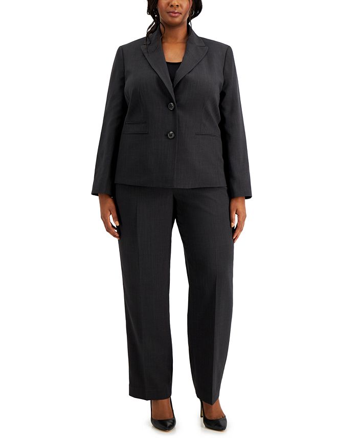 Le Suit Plus Size Two-Button Straight-Leg Pantsuit - Macy's