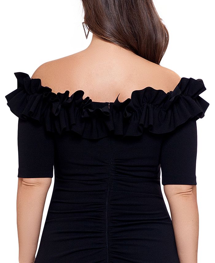 XSCAPE Plus Size Ruffled Off-The-Shoulder Gown & Reviews - Dresses - Plus Sizes - Macy's