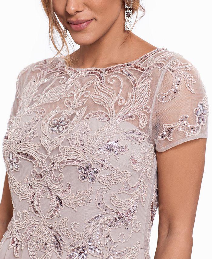 XSCAPE Women's Embellished Short Sleeve Chiffon Gown & Reviews