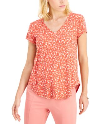 Alfani Printed V-Neck T-Shirt, Created for Macy's - Macy's
