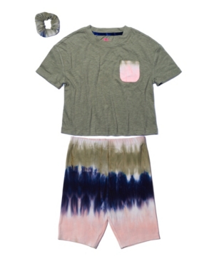 Big Girls Short Sleeve Pocket Tee and Bike Short Set