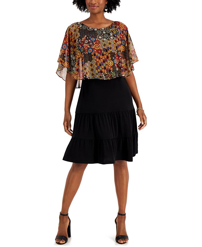Connected Petite Popover Tiered Dress - Macy's