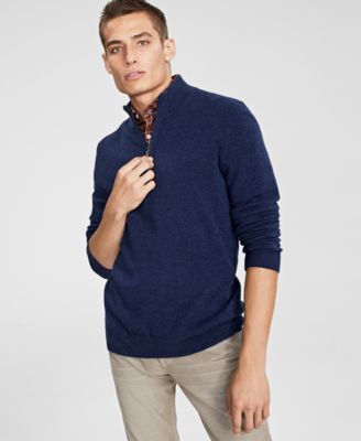 collared shirt under half zip sweater