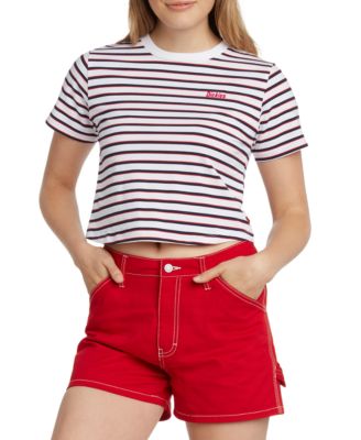 Dickies - Juniors' Striped Cropped T-Shirt