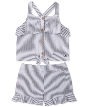 Calvin Klein Baby Girls 2-Pc Seersucker Tank Top & Shorts Set