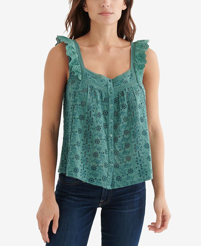 Lucky Brand Embroidered Tank Top - Macy's