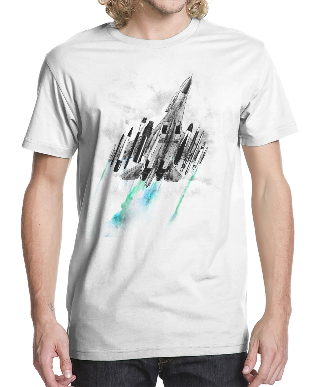 Men's Art Supply Fighter Jet Graphic T-shirt - White