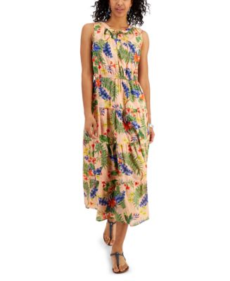 Style & Co Cotton Printed Layered Maxi Dress, Created for Macy's - Macy's