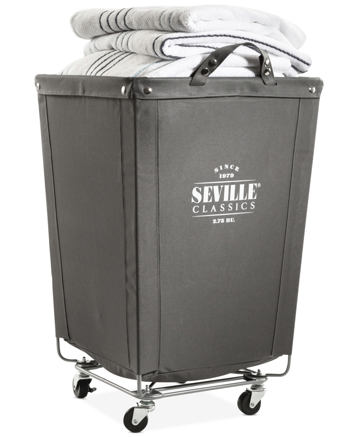 Commercial Heavy-Duty Canvas Laundry Basket Hamper with Wheels - Slate Gray