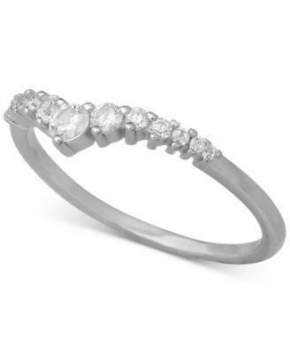 Cubic Zirconia Graduated V Ring in Sterling Silver, Created for Macy's