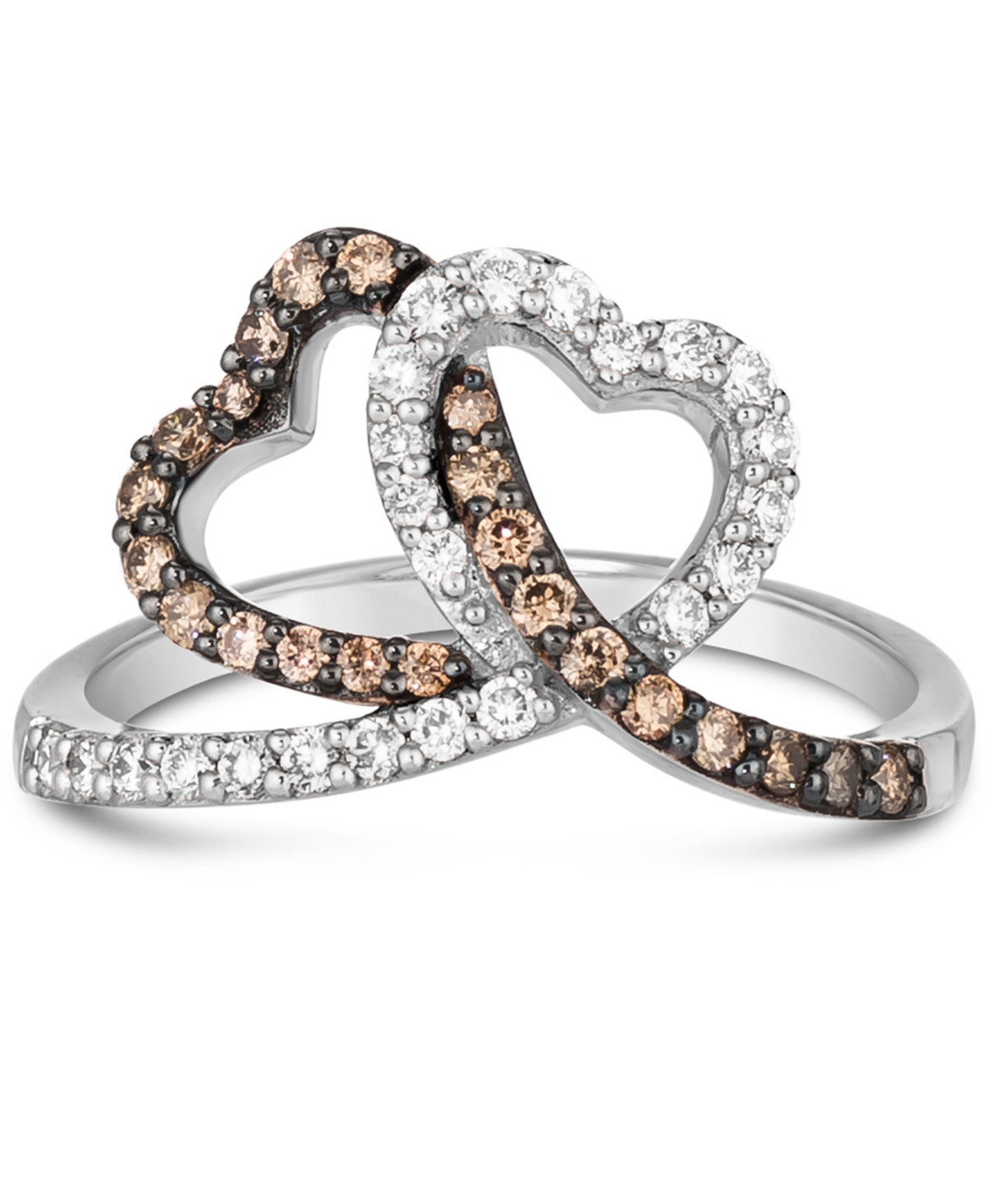 Le Vian Chocolate Diamond (1/4 ct. t.w.) & Nude Interlocking Heart Ring 14k Rose, Yellow or White Gold