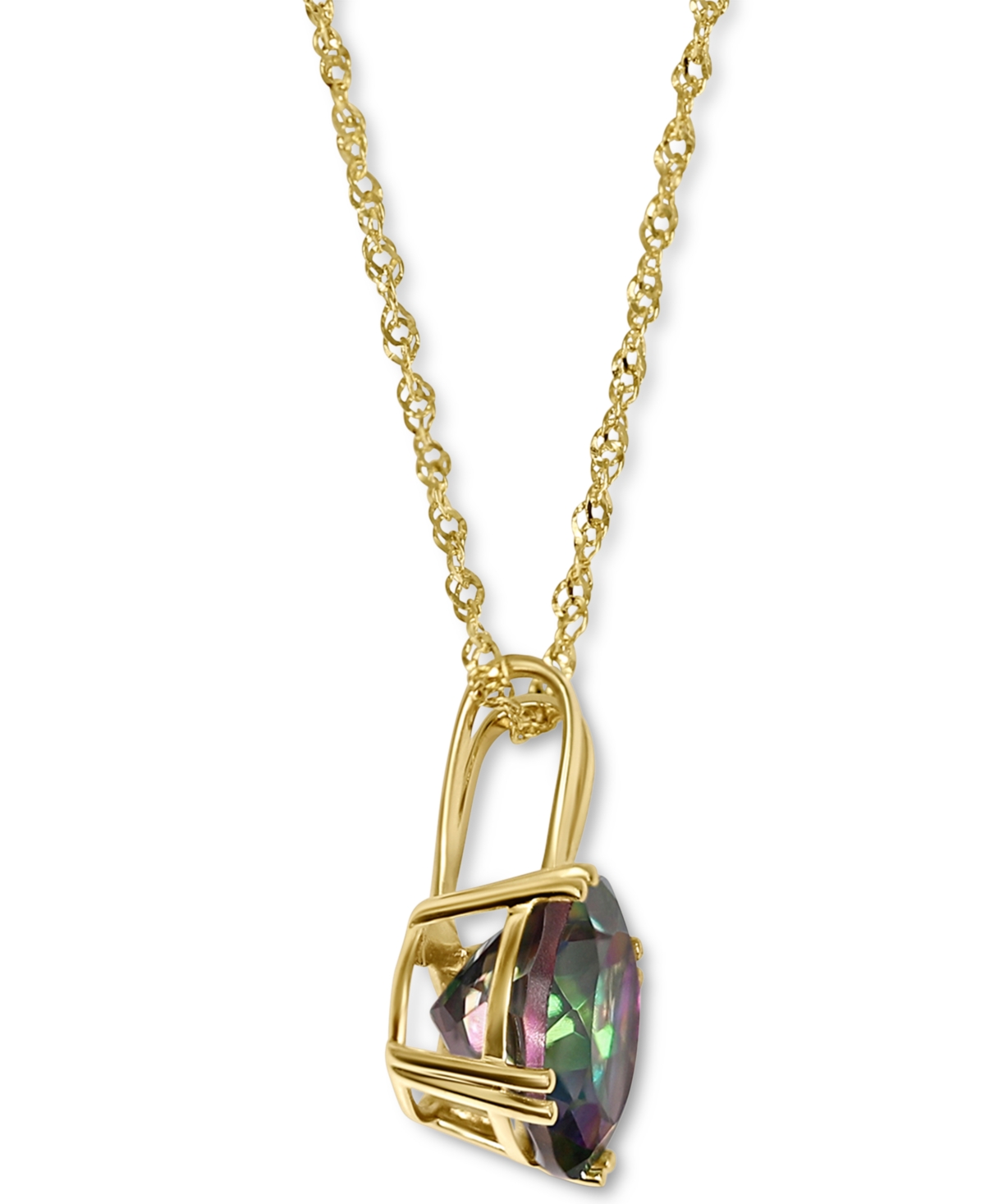 Gemstone Solitaire Pendant Necklace in 14k Gold, + extender