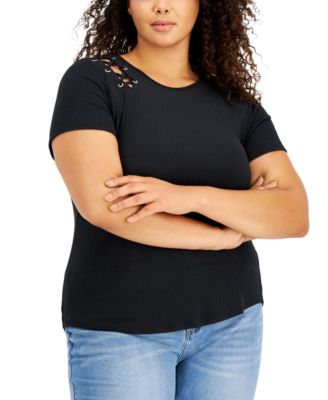 plus size lace up top