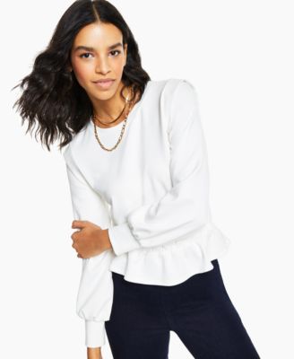 Bar III Peplum Sweatshirt, Created For Macy's - Macy's