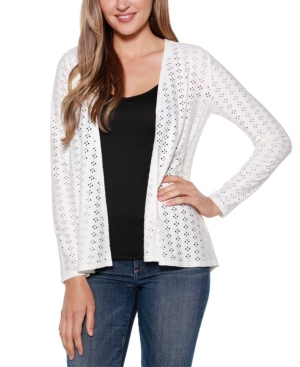 Belle By Belldini Long Sleeve Eyelet Cardigan Top