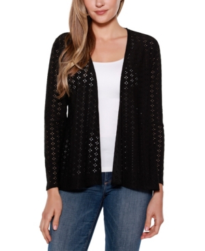 Belle By Belldini Long Sleeve Eyelet Cardigan Top