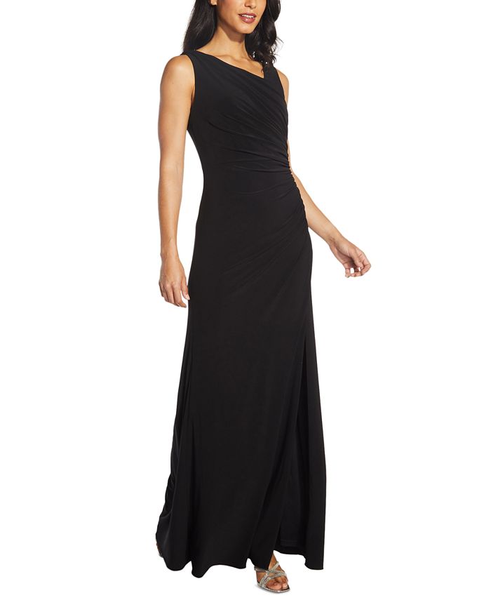 Adrianna Papell Embellished-Back Asymmetrical Gown - Macy's