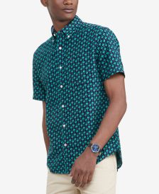 Men's Custom-Fit Havana Palm Tree-Print Shirt