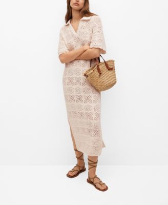 white christmas dresses Helen Jon Claudia Crochet Midi Dress in Brown main image 0