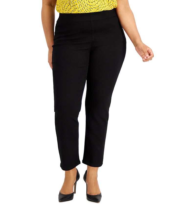 Kasper Plus Size Pull-On Polished Denim Pants - Macy's