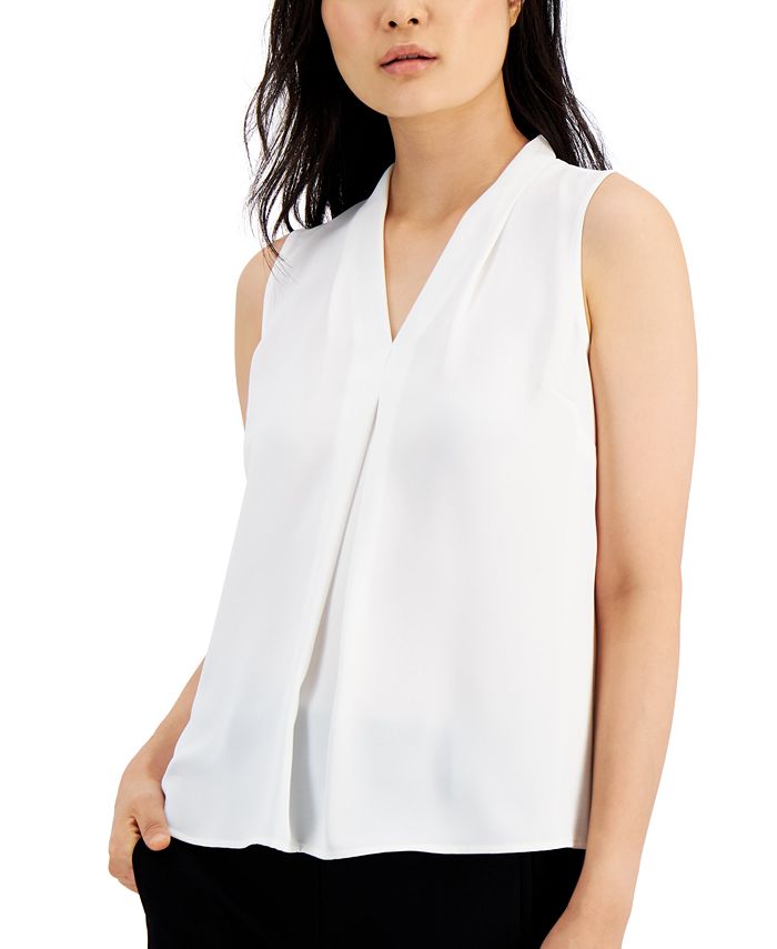Bar III Women's Sleeveless Pleat VNeck Top & Reviews Tops Women
