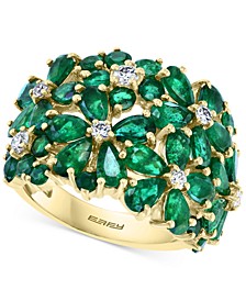 EFFY® Emerald (6-1/2 ct. t.w.) & Diamond (1/4 ct. t.w.) Flower Ring in 14k Gold
