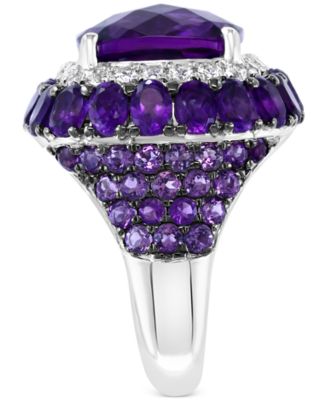 EFFY&reg; Amethyst (12 ct. t.w.) & White Topaz (5/8 ct. t.w.) Statement Ring in Sterling Silver