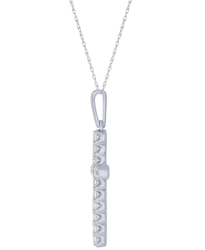 Macy's Diamond Cross Pendant Necklace (1/2 ct. t.w.) in 14k White Gold