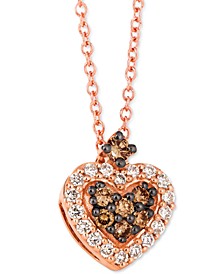 Chocolate Diamond® (1/6 ct. t.w.) & Nude Diamond™ (1/8 ct. t.w.) Heart 18" Pendant Necklace in 14k Rose Gold