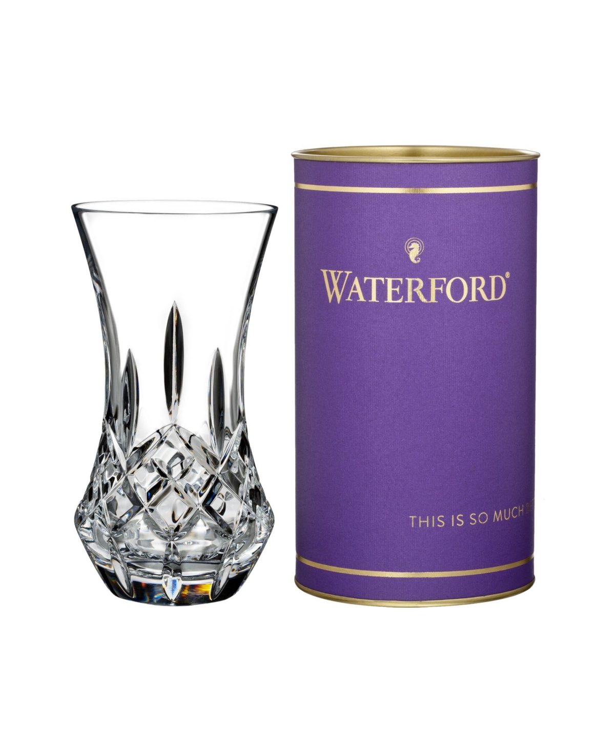 Waterford Giftology Lismore Bon Bon Vase 6", Purple Box In Clear