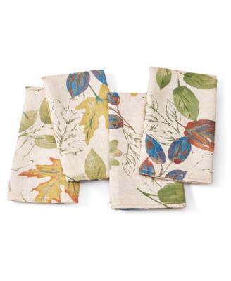 Elrene - Gentile Autumn Foil Heat Transfer Fabric Napkins, Set of 4