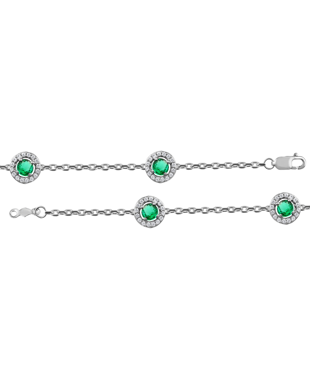 Sapphire (7/8 ct. t.w.) & Diamond (1/4 ct. t.w.) Halo Chain Link Bracelet in 14k White Gold (Also in Ruby & - Emerald