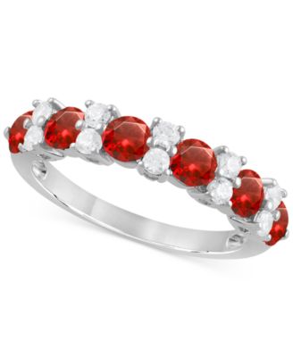 Sapphire (1-1/2 ct. t.w.) & Diamond (1/3 ct. t.w.) Stacking Band in 14k White Gold (Also in Emerald & Ruby)