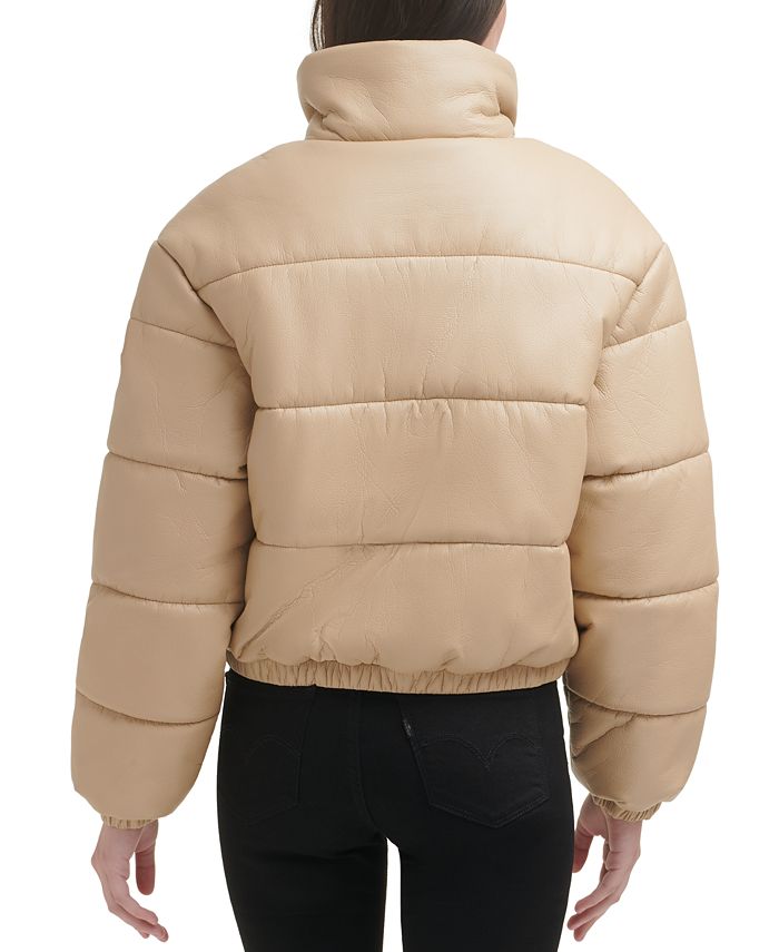 GUESS Women's FauxLeather Puffer Coat Macy's