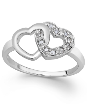 image of Diamond Double Heart Ring in Sterling Silver (1/10 ct. t.w.)