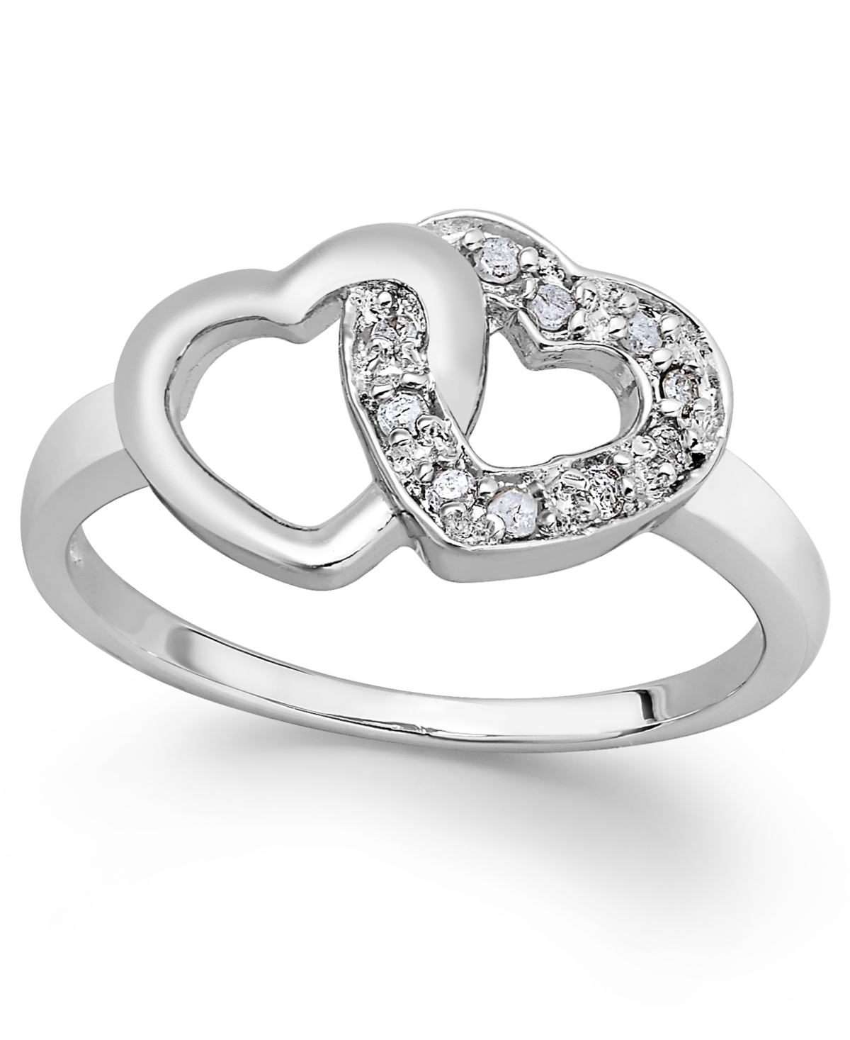 Diamond Double Heart Ring in Sterling Silver (1/10 ct. t.w.)