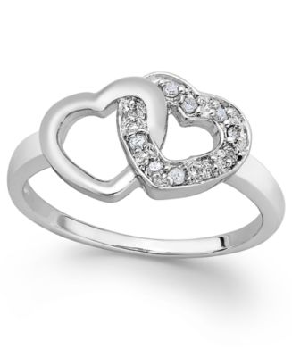 Double heart deals silver ring