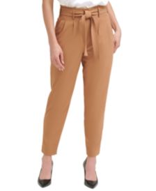 Tie-Waist Pleated Slim Pants, Regular & Petite