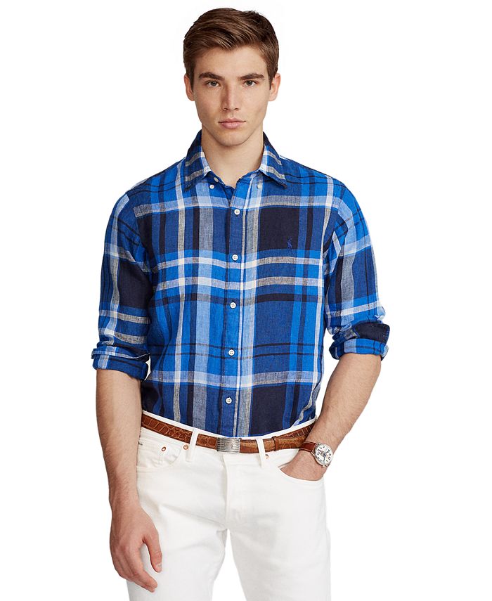 Polo Ralph Lauren Men's Big & Tall Plaid Linen Shirt & Reviews - Casual ...