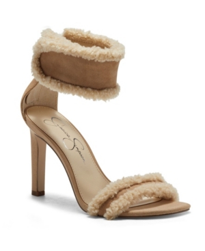 Jessica Simpson Women's Cylia Fleece Trimmed Heeled Sandals Women's Shoes