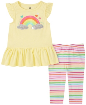 Kids Headquarters Toddler Girls 2-Piece Peplum Tunic Top and Striped Capri Leggings Set