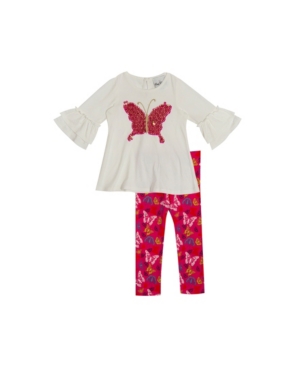 Toddler Girls Sequin Butterfly Applique with Printed Legging Set