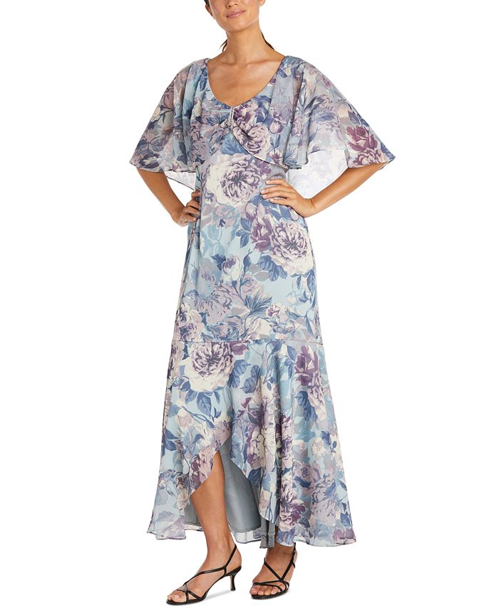 R & M Richards Floral-Print Capelet Dress - Macy's