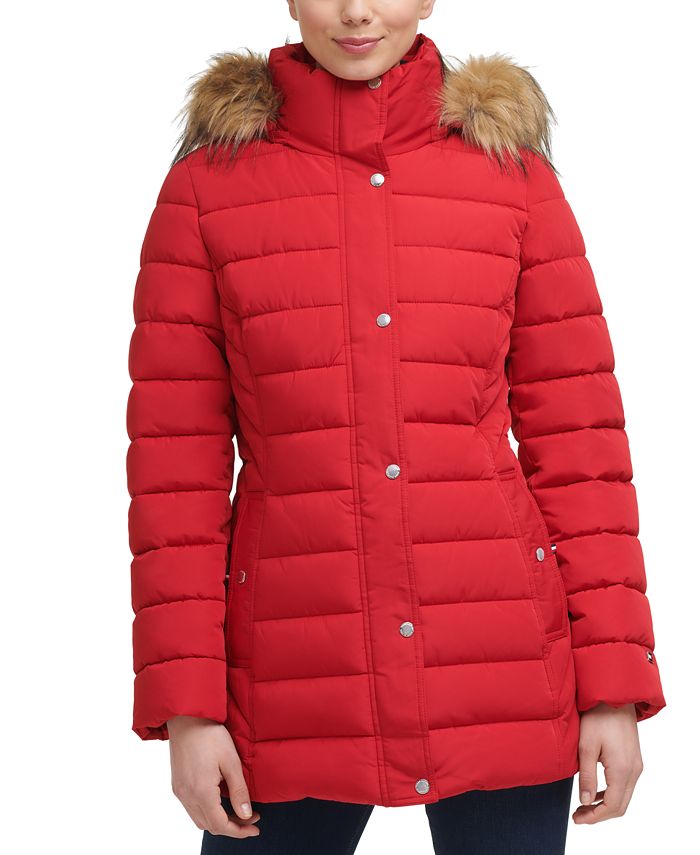 Tommy Hilfiger Faux-Fur-Trim Hooded Puffer Coat, Created for Macy's - Macy's