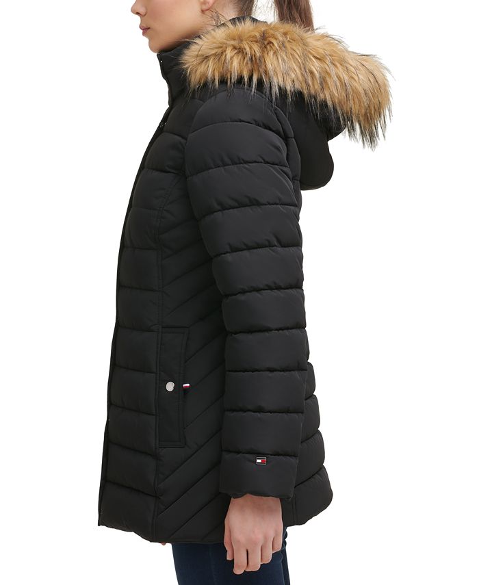 Tommy Hilfiger Women's FauxFurTrim Hooded Puffer Coat, Created for